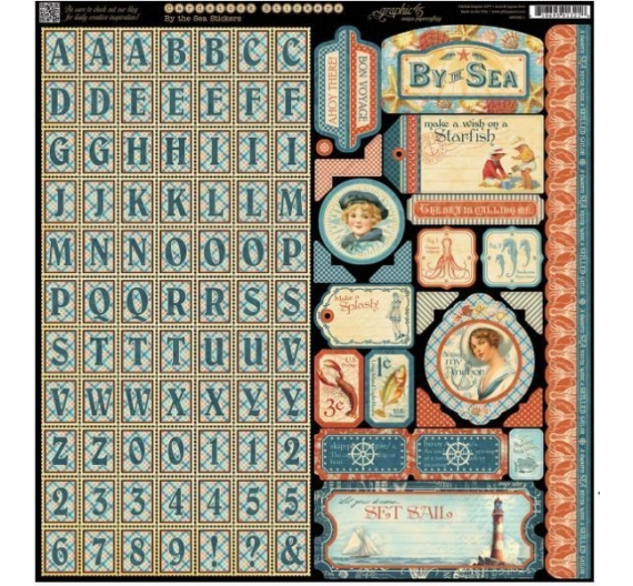 Alfabeto y Pegatinas By the Sea. Graphic 45.