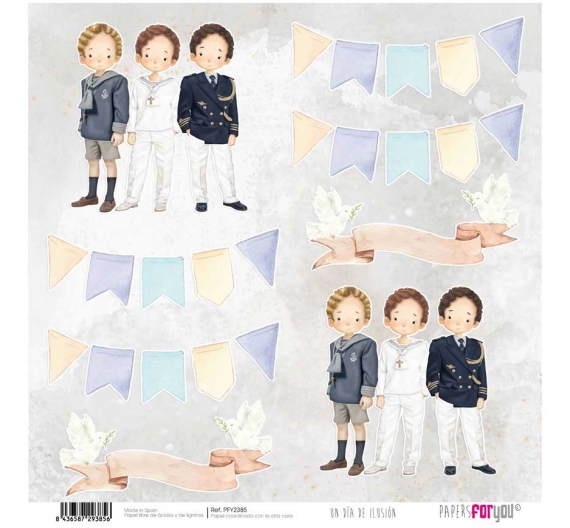Papel de scrap Comunión Un dia de Ilusión Niños 30 x 30 cm. Papers for you.