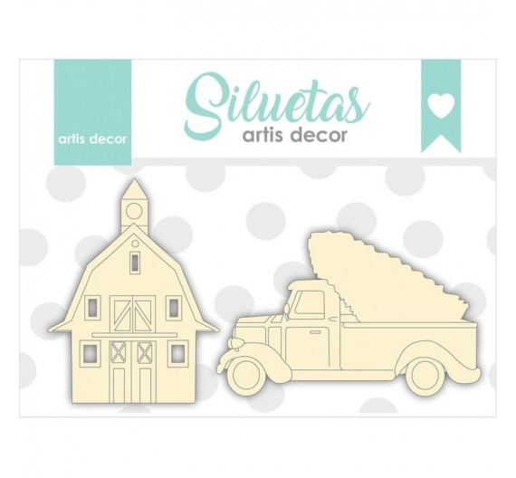 Chipboard "Casita Establo y Furgoneta"