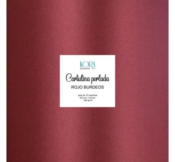 Cartulina Perlada de 30,5 x 32 cm Burdeos