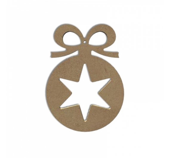 Silueta de Madera. Bola de navidad con Lazo