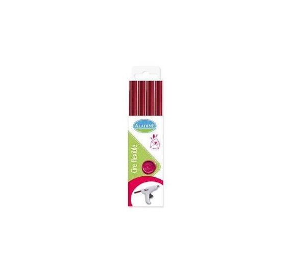 Pack de 4 bastones de cera para lacre flexible, color granate
