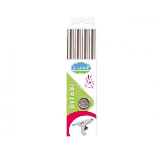 Pack de 4 bastones de cera para lacre flexible, color plata