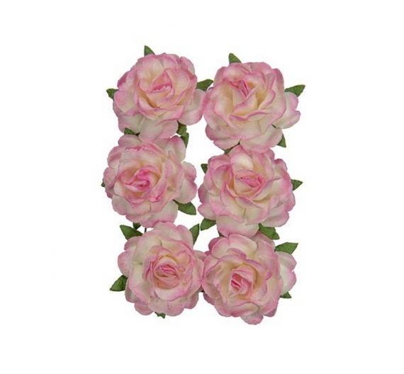 Flores Rosas 3cm Rosa y Blanco 6 unidades