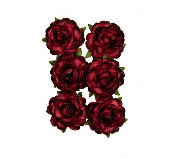 Flores Rosas 3cm Rojo vino 6 unidades