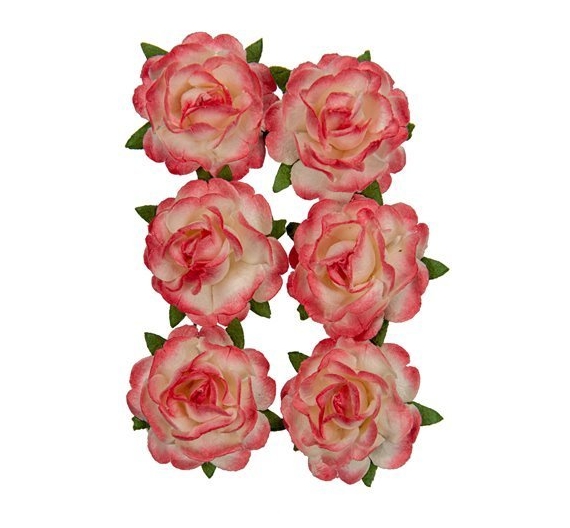 Flores Rosas 3cm Rojo y Blanco 6 unidades
