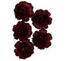 Flores Rosas 3,5 cm Rojo Vino 5 unidades