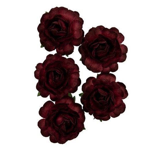Flores Rosas 3,5 cm Rojo Vino 5 unidades