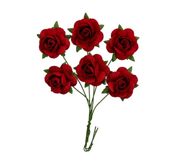 Flores Rosas 2,5 cm Rojo 6 unidades