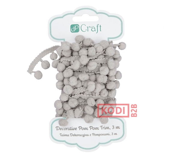 Cinta de Pompones Gris 3 m