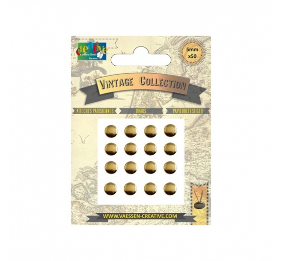 Brads Oro Viejo 5mm. - 50 unidades