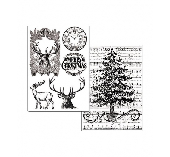 Lámina transfer 29,7 x 21cm. Reno y Árbol