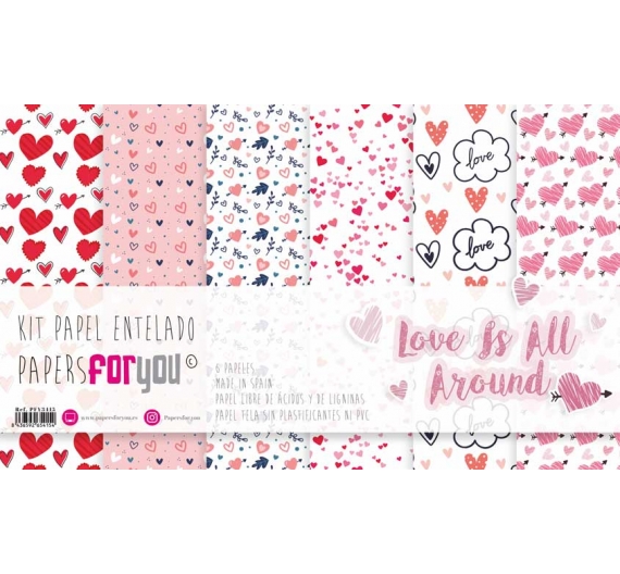 KIT Papel Tela Love is All Around 6 papeles 125g