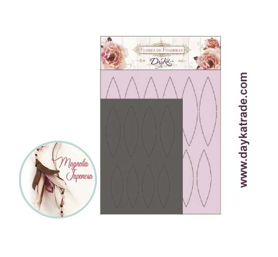 Kit de flores de foamiran, Magnolia japonesa rosa/gris. Dayka.