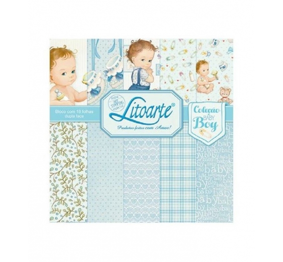PAPEL SCRAP 30X30" BLOC 18 HOJAS BABY BOY 2 LITOARTE