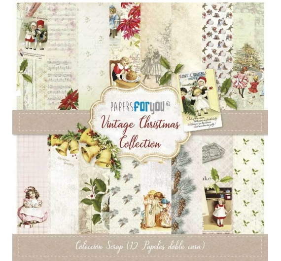 Colección Scrap Christmas Vintage 12 papeles