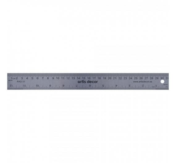 Regla de acero con corcho antideslizante 31cm/12 pulgadas