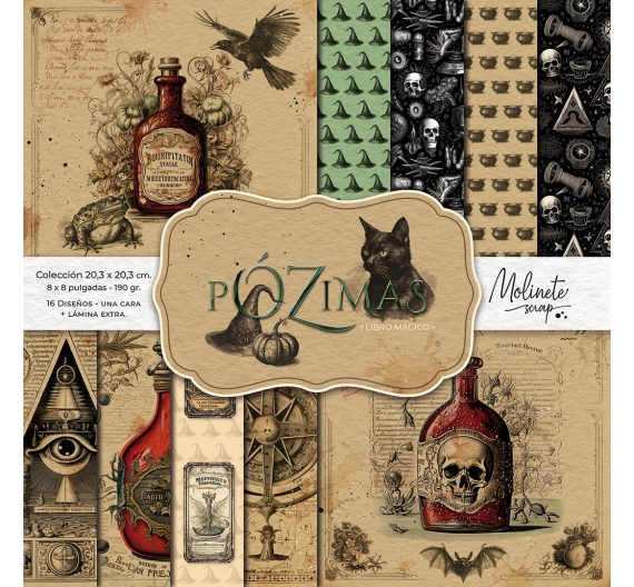 Pózimas, Libro Mágico. Colección 20,3 x 20,3cm. Molinete Scrap.