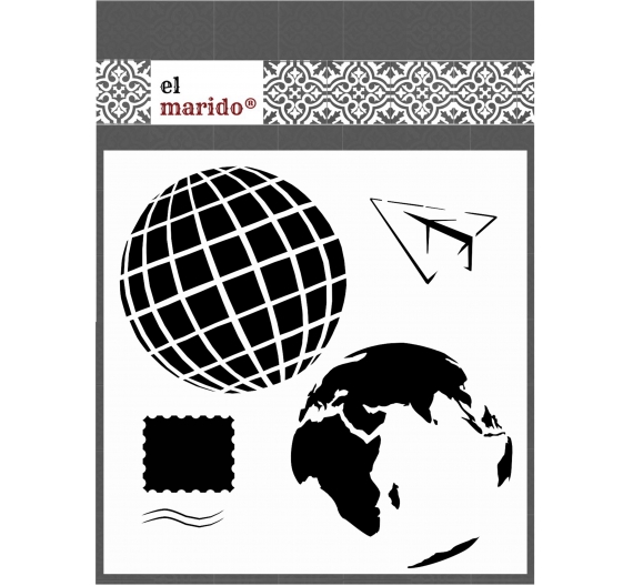 Stencil Globo Terráqueo (15 x 15cm)