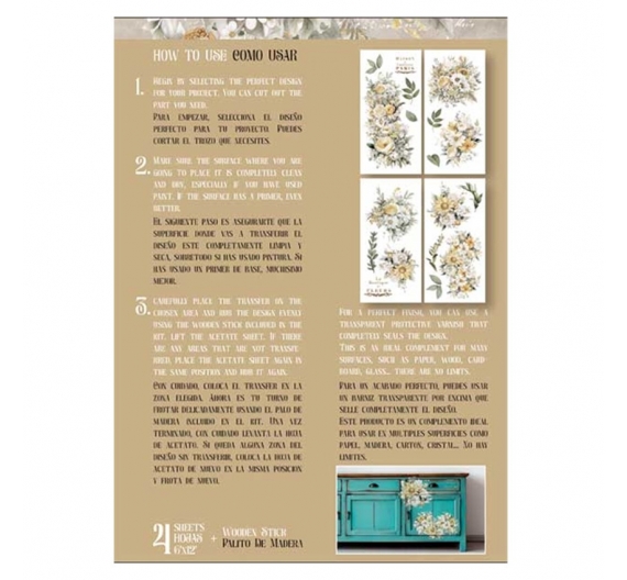 Decor Transfers Margaritas 15x30cm 4 Hojas