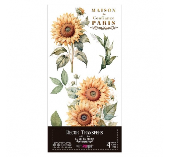 Decor Transfers Girasoles 15x30cm 4 Hojas