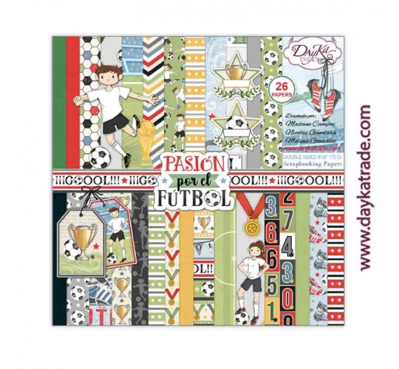 Kit 26 papeles 20 X 20 cm. "Pasión por el Fútbol"