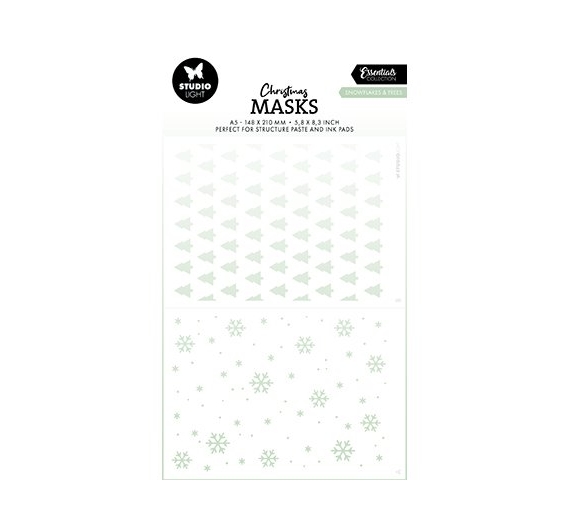 Patrón Copos de nieve y Árboles de navidad Stencil 15 x 21 cm