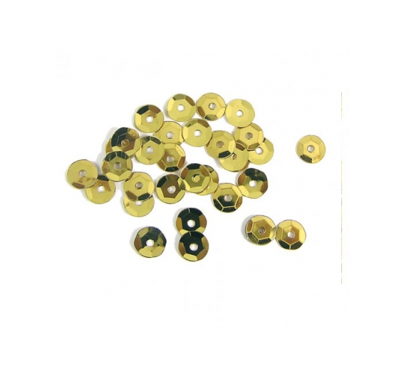 Lentejuela plateada oro 7mm. 5gr. 375u. Aprox.