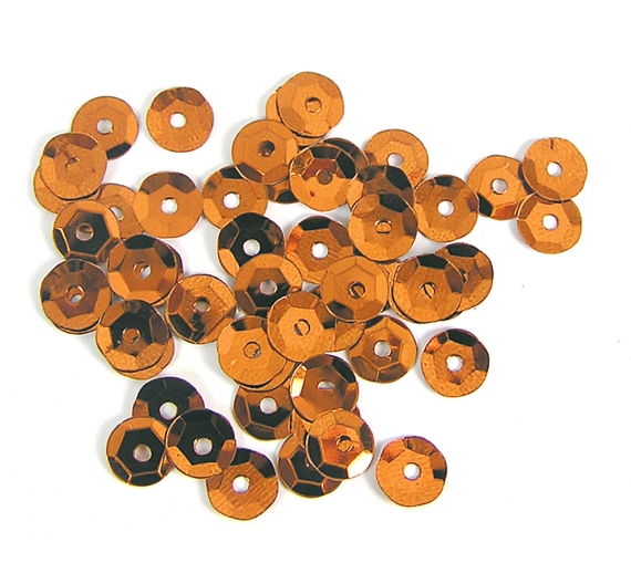 Lentejuela plateada naranja 7mm. 5gr. 375u. Aprox.