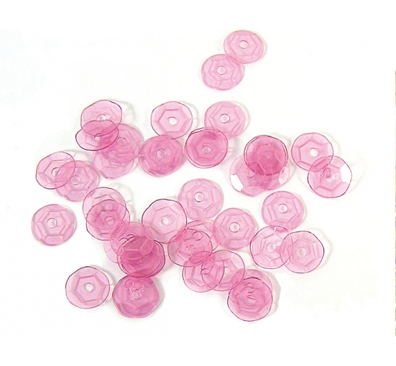 Lentejuela Transparente Rosa 7mm. 5gr. 375u. Aprox.
