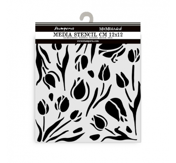 Art of Travelling Stencil 12 x 12 cm. - Tulipanes
