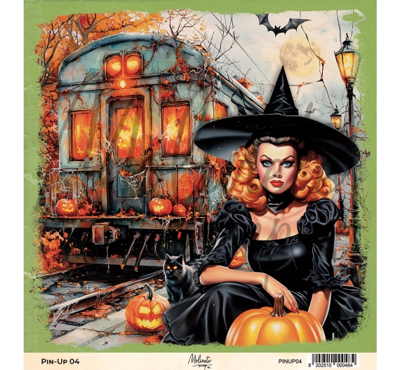 Sexy Halloween. Lámina Pin-Up 04. 20,3 x 20,3cm. Molinete Scrap.