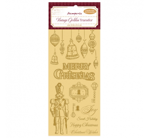 Vintage Golden Transfer - Merry Christmas