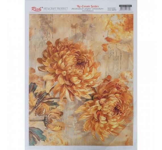 Papel de Arroz 29,7 x 42cm. - Flores Amarillas