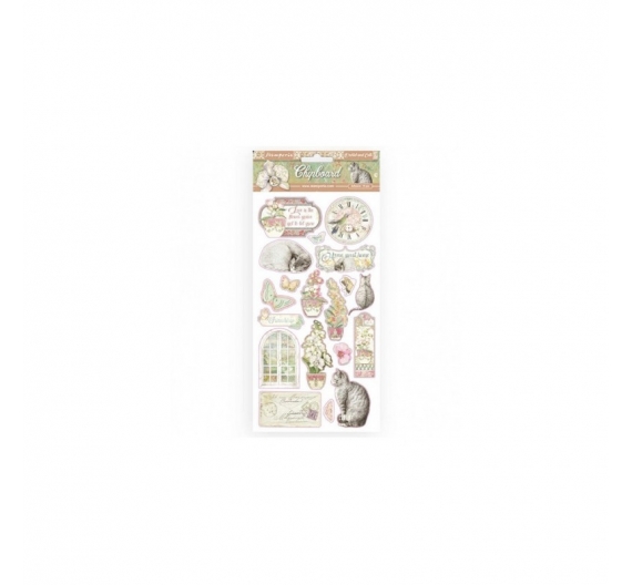 Orchid and Cats Chipboard