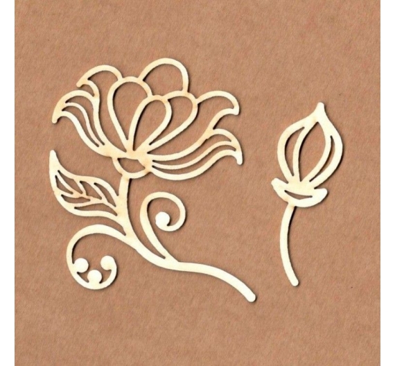 Chipboard "Flor con botón"