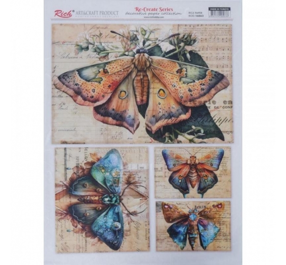 Papel de Arroz 29,7 x 42cm. - Mariposas