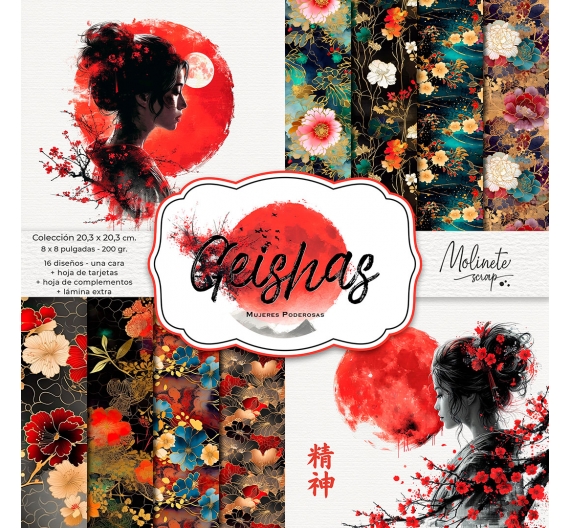 Geishas. Colección 15,2 x 15,2cm. Molinete Scrap
