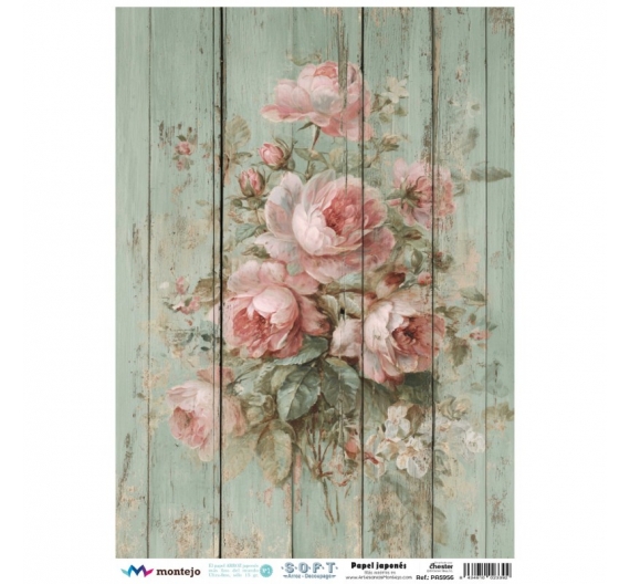 Papel de arroz japonés 30 x 41cm. Rosas Rosas