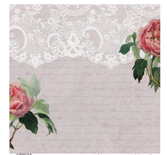 Papel de scrap de doble cara , 30,5 x 30,5 cm Puntilla con Rosas