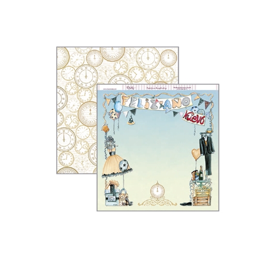 Papel de scrap de doble cara 30 x 30 cm Feliz Año Nuevo