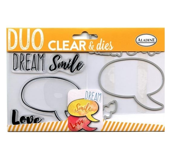 Set Sellos de silicona + Troqueles. Modelo Bocadillos y Textos