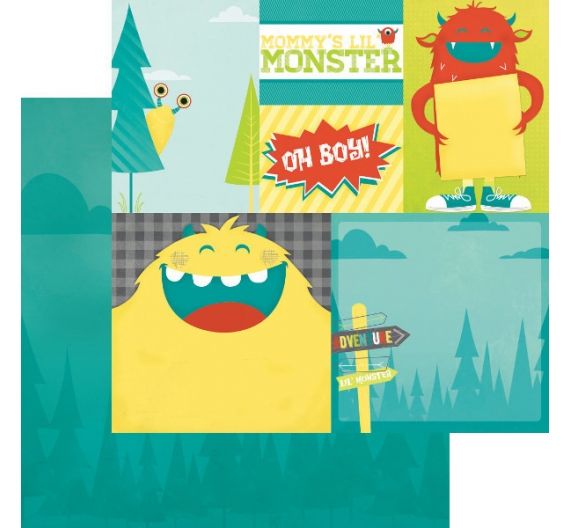 Papel de srap doble cara de 30 ,5 x 30,5 cm Our Lil Monster de Bobunny