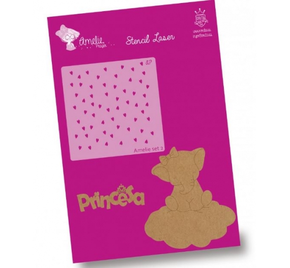 Kit 2 siluetas madera DM y stencil. Elefanta y nube