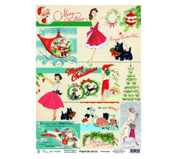 Papel de Arroz 30x 40cm. Merry Christmas