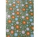 Tela Adhesiva 21 x 29,7cm. Flores fondo verde