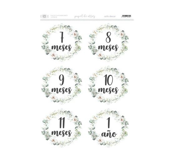 Papel de arroz 42 x 29,7cm. (2 Unidades). Cumple meses bebé 